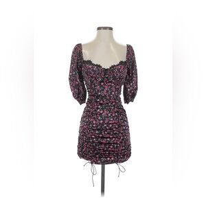 For Love And Lemons Black and Pink Floral Mini Dress